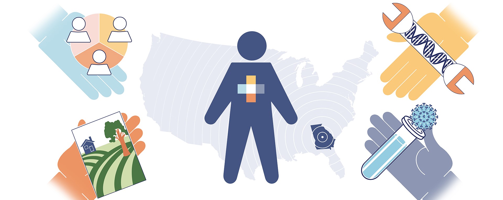 illustration of collaborative resources to improve health in Georgia and across U.S.