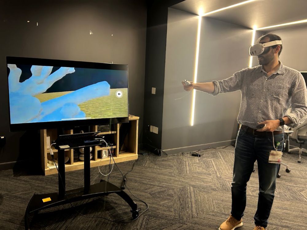 researcher wearing XR headset