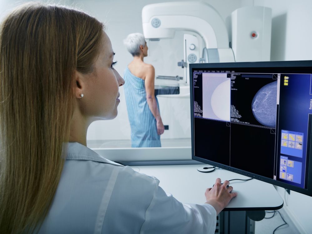 doctor reviewing mammogram