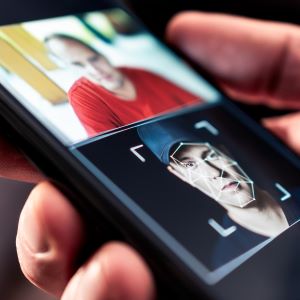 iphone displaying photo and deepfake