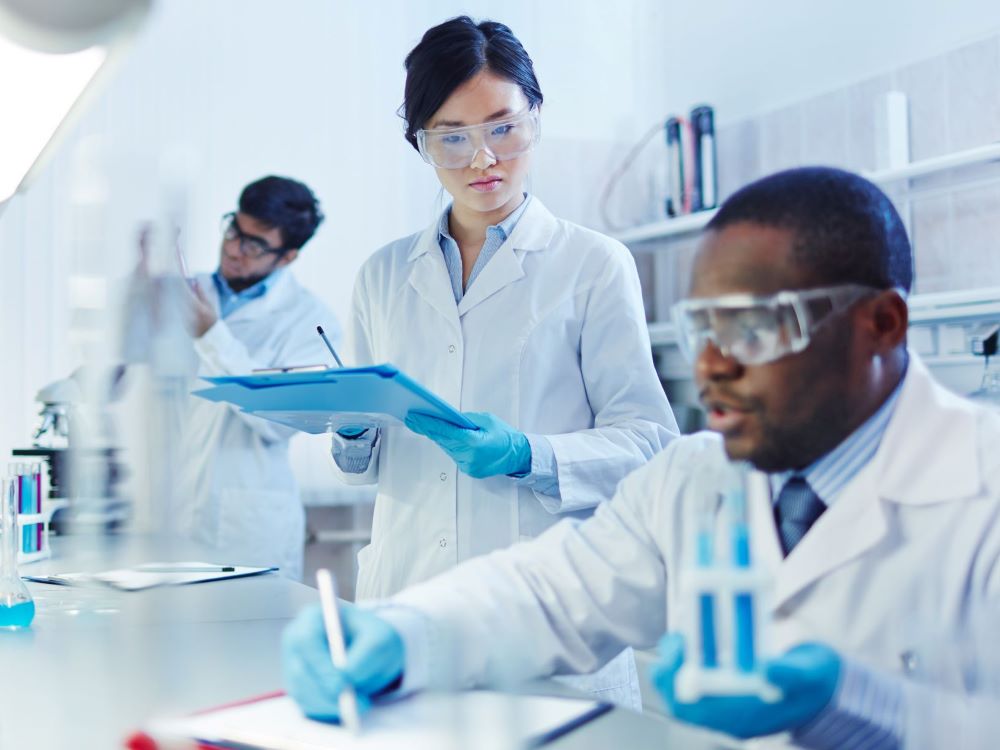 Researchers in lab
