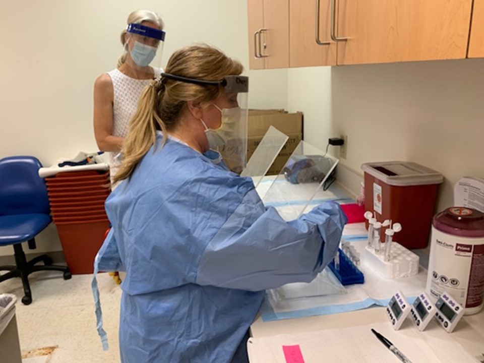 researcher conducting test in lab