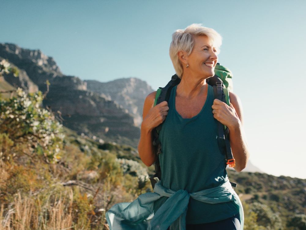 mature woman hiking