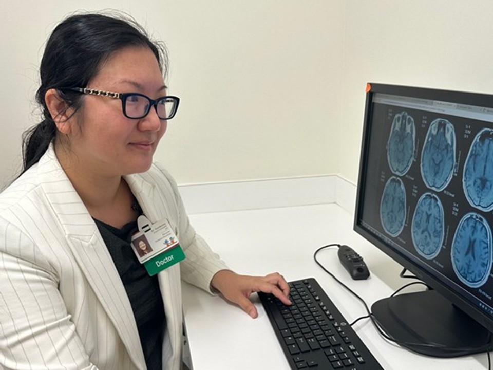 researcher viewing images